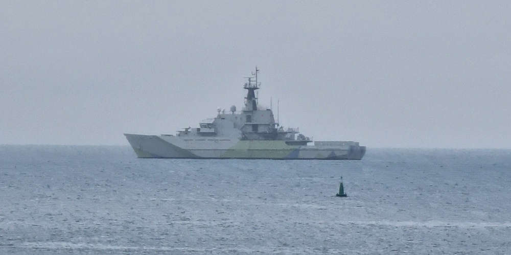 Navy ship off Island's coast